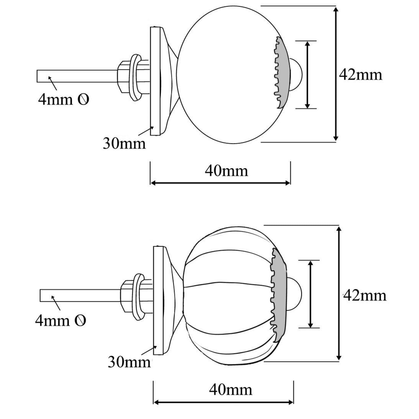 Bouton en céramique blanc avec feuilles bleues 42 mm