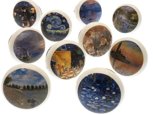 Ceramic Cupboard Door Knobs 'Famous Paintings' (Set of 10) EOL-04