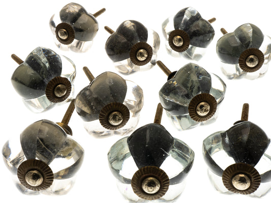 10 x  Glass Cupboard door Knobs Vintage Shabby Chic Drawer Pulls EOL-09