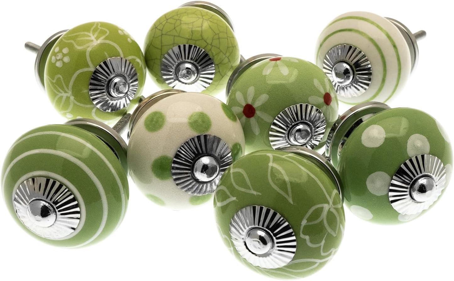 Ceramic Cupboard Knobs Apple Orchard Green (Set of 8)