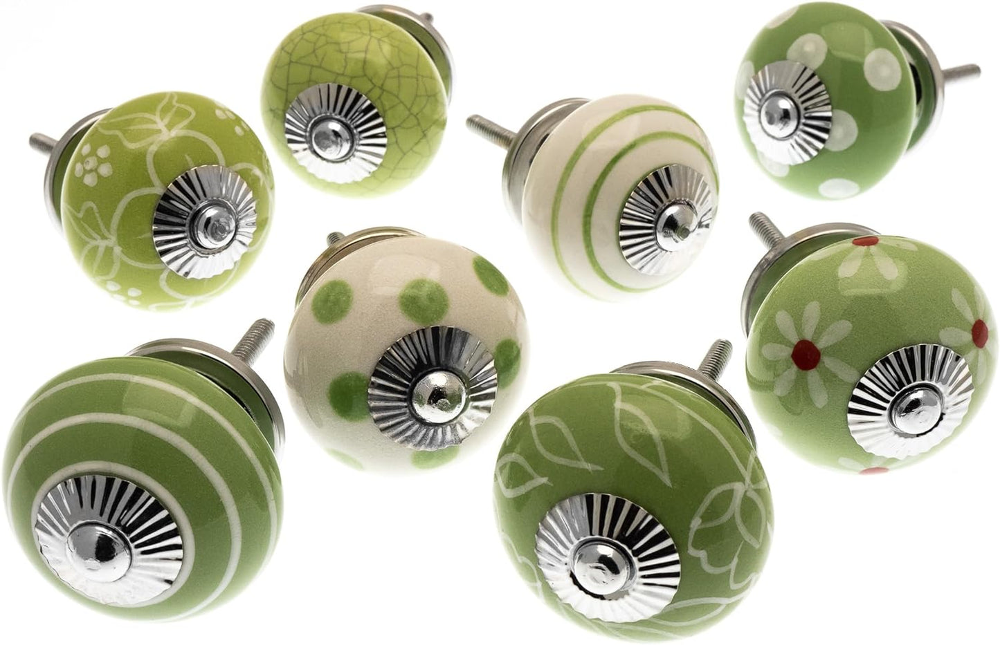 Ceramic Cupboard Knobs Apple Orchard Green (Set of 8)