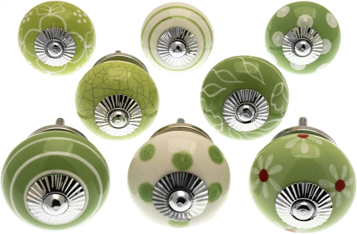 Ceramic Cupboard Knobs Apple Orchard Green (Set of 8)