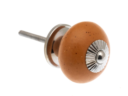 Ceramic Door Cupboard Knob in Mottled Earthy Brown