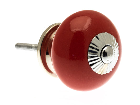 Round Ceramic Knob Bright Red 40mm