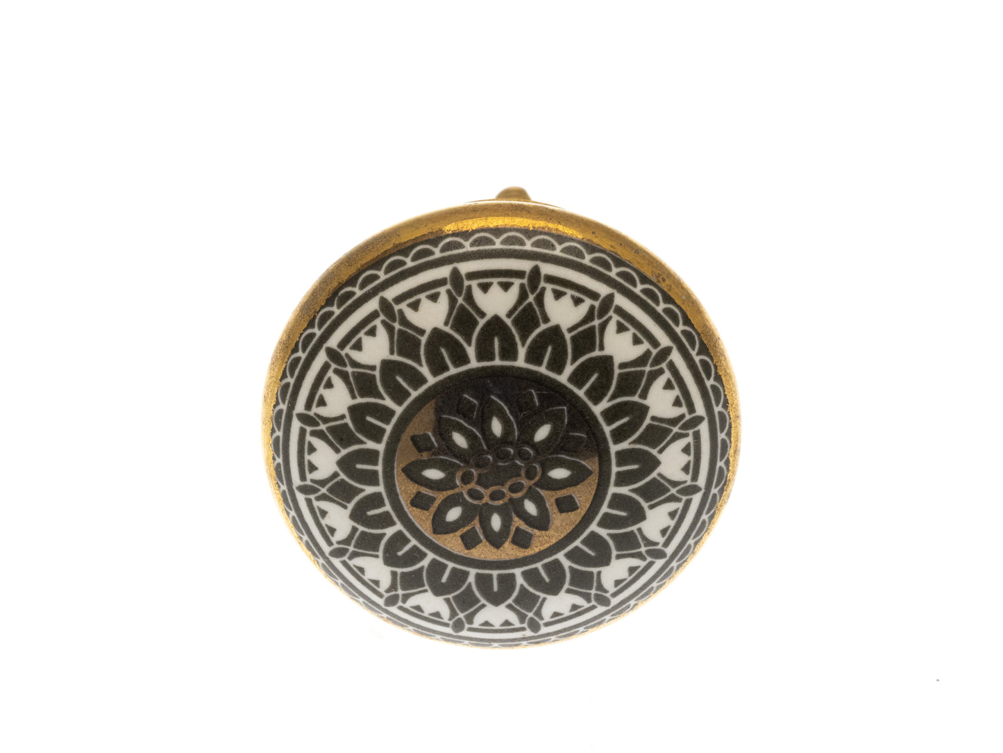 Ceramic Knob Moroccan Mosaic Gold, White and Black 38mm