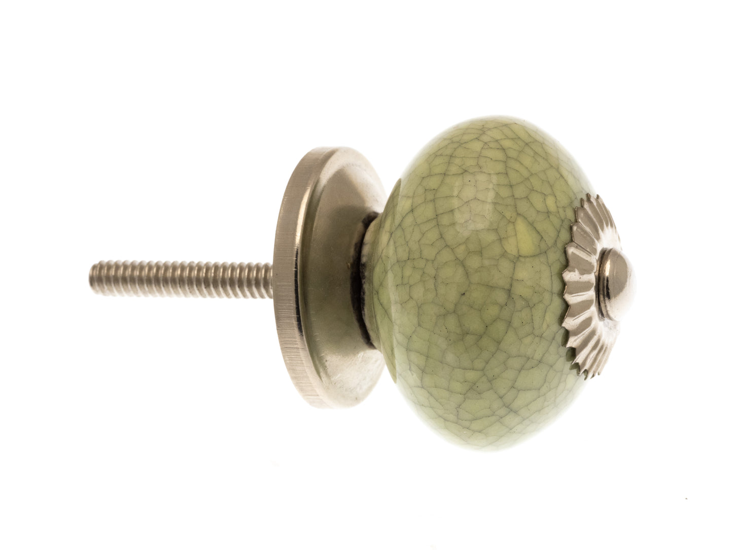 Ceramic Cupboard Knob Round Eau de Nil Green Crackle Glaze 40mm