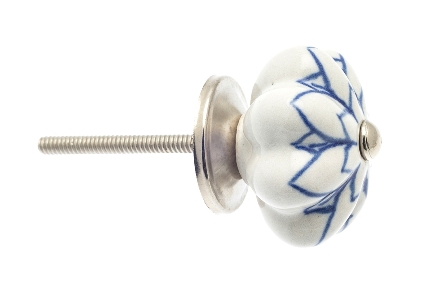 Bouton en céramique blanc avec fleurs bleues 42 mm