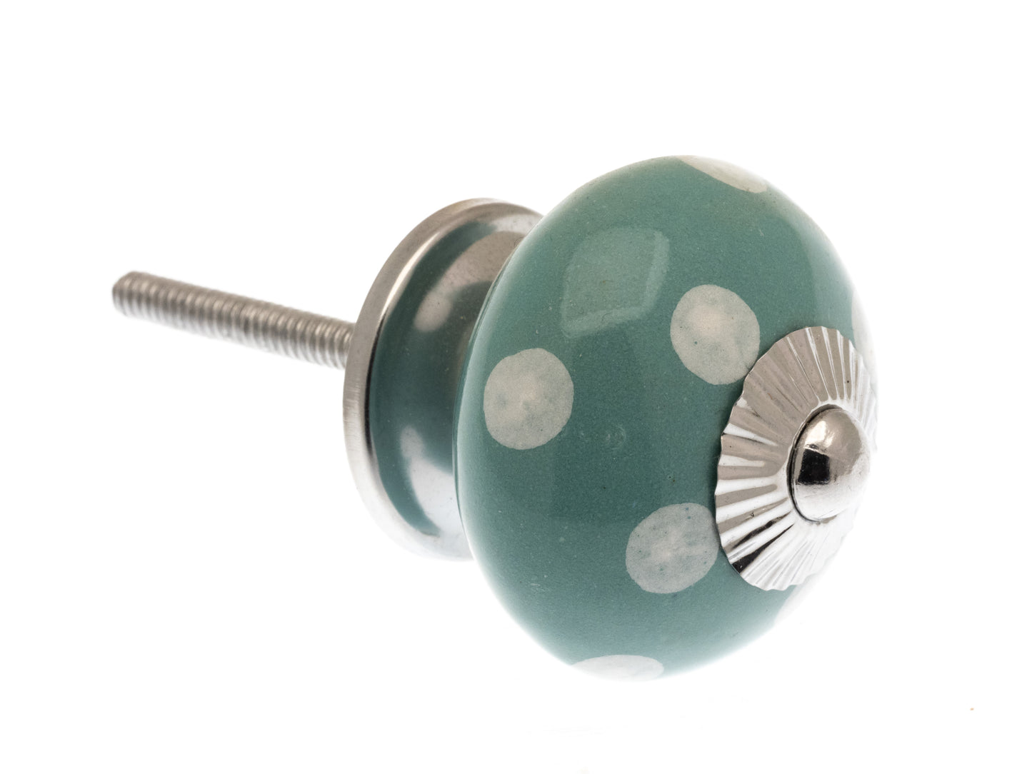 Ceramic Cupboard Door Knobs Turquoise with White Spots