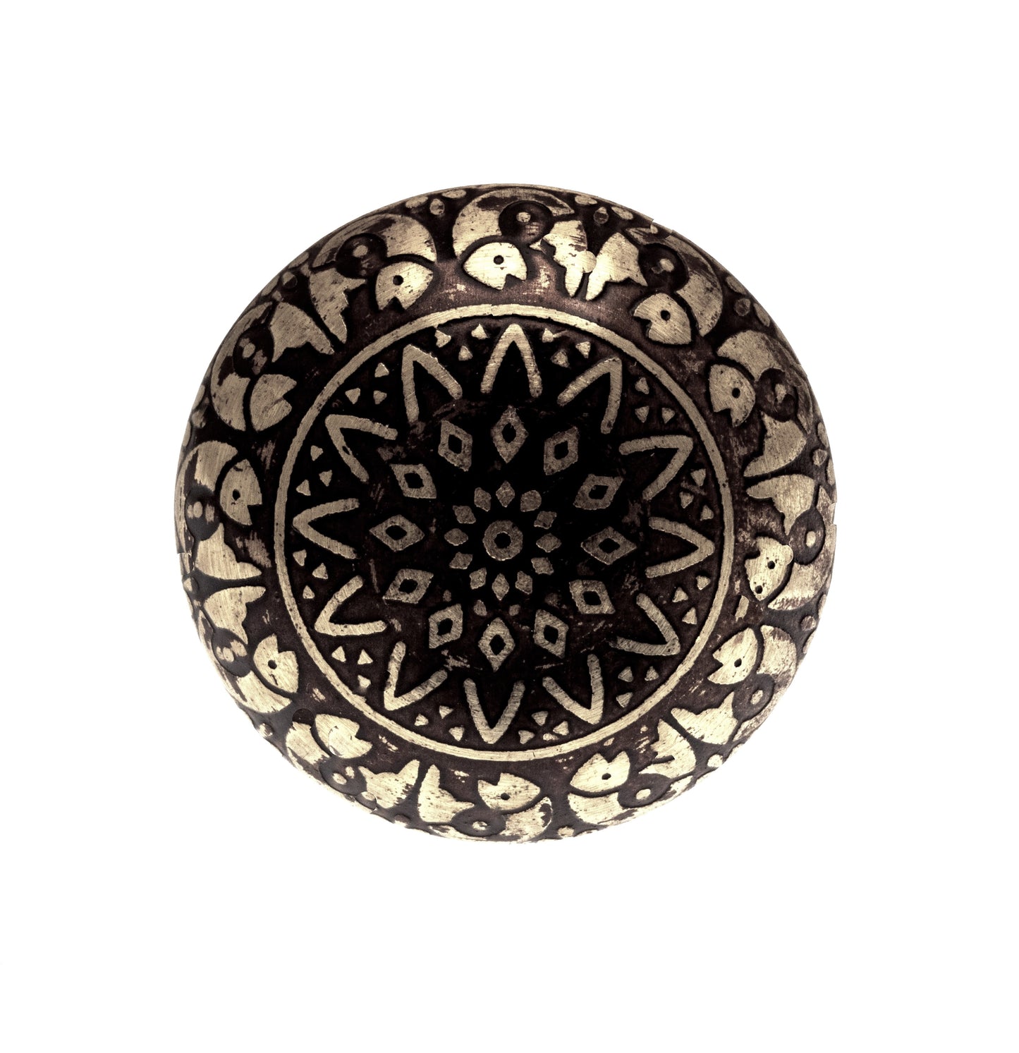 Mosaic Dome Pattern Knob - Etched Copper 40m - Black