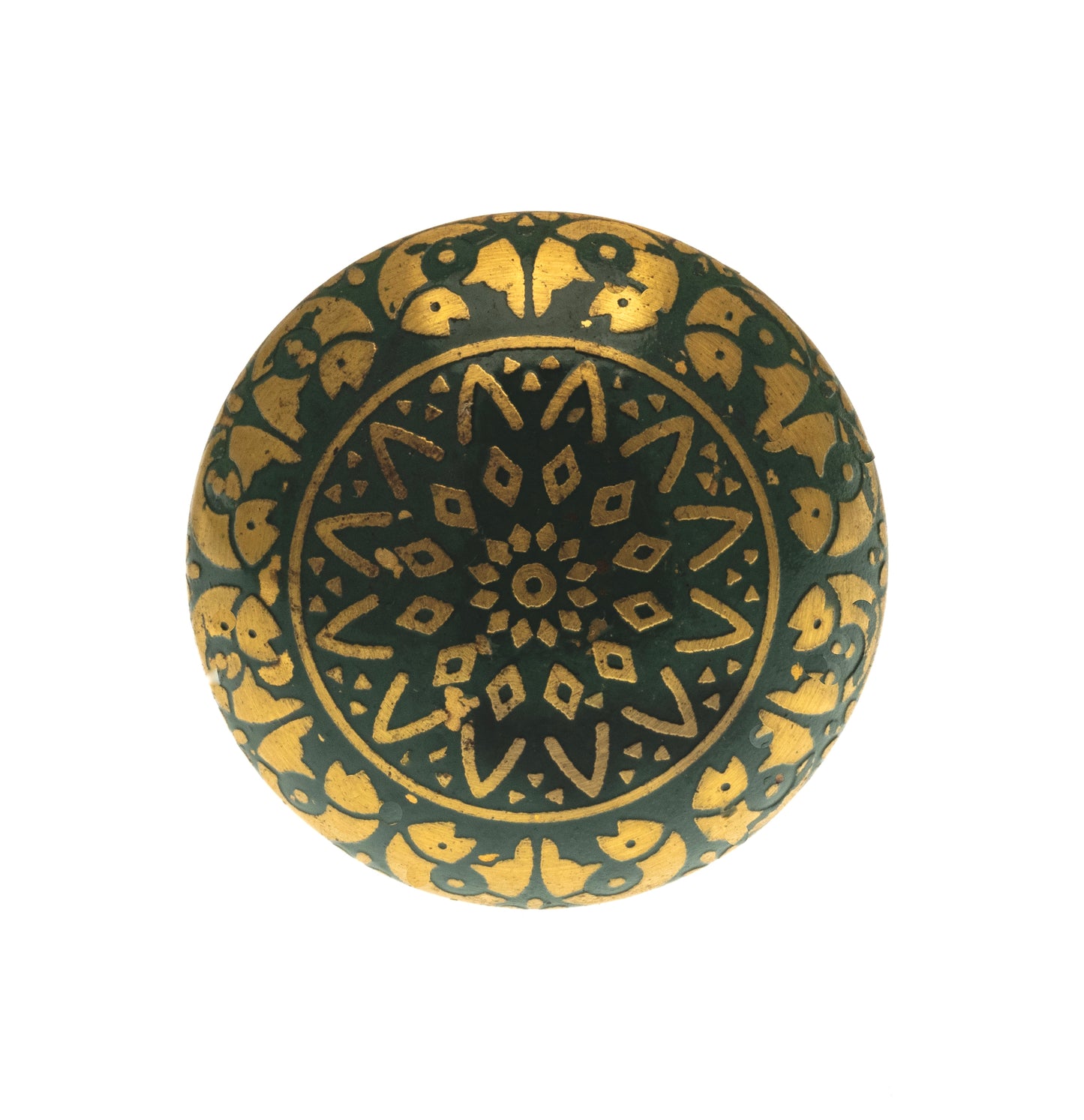 Mosaic Dome Pattern Knob - Etched Copper 40m - Green