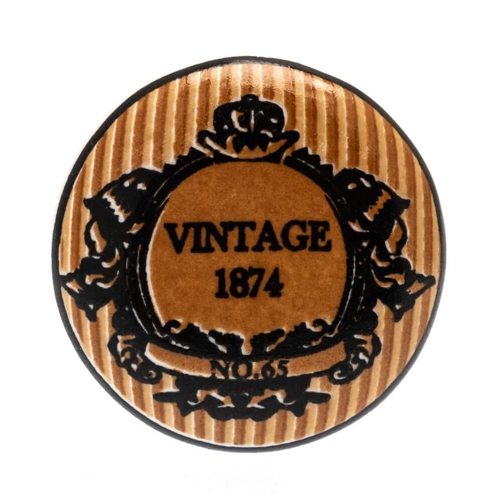Bouton en céramique marron tabac 'Vintage 1874' 38mm
