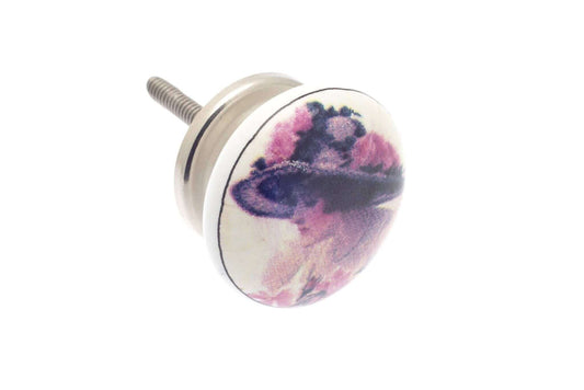 Ceramic Cupboard Knobs - Ceramic Knob White With Painted Victorian Lady 38mm (MT-29)