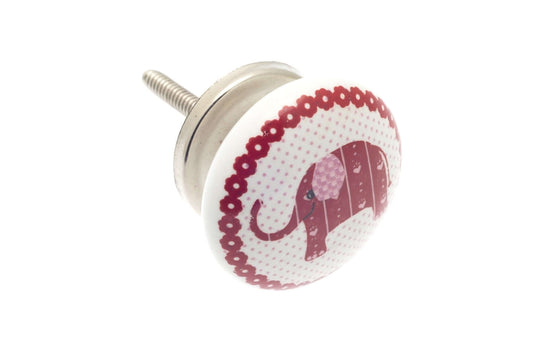 Ceramic Cupboard Knobs - CeramicKnob Indian Elephant Brick Red 38mm (MT-380)