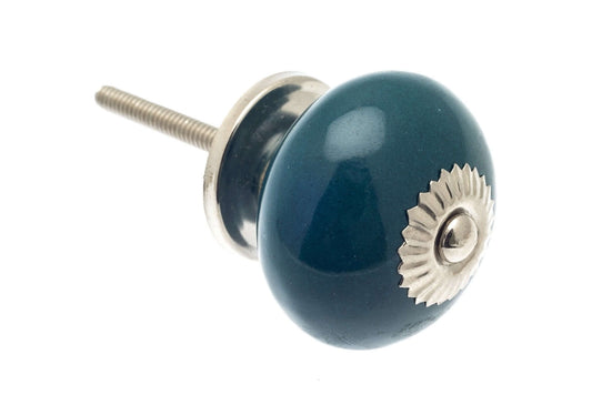 Ceramic Cupboard Knobs - Round Ceramic Knob Forest Green 40mm (MT-222)