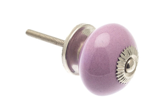 Ceramic Cupboard Knobs - Round Ceramic Knob PaleLilac 40mm (MT-211)