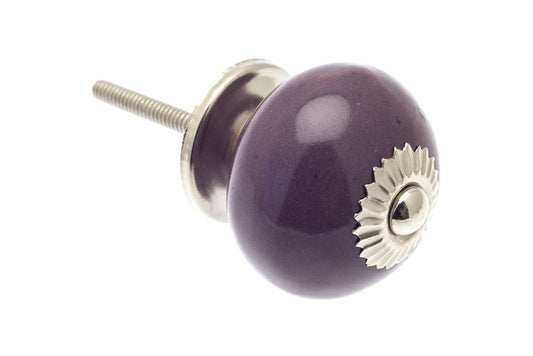 Ceramic Cupboard Knobs - Round Ceramic Knob Plum 40mm (MT-225)